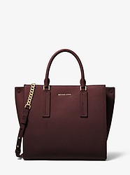 Alessa Large Pebbled Leather Satchel - BAROLO - 30S9G0AS3T