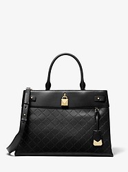 Gramercy Large Chain-Embossed Leather Satchel - BLACK - 30S9GG7S3Y