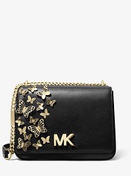 Mott Large Butterfly Embellished Leather Crossbody Bag - BLACK - 30S9GOXL7O