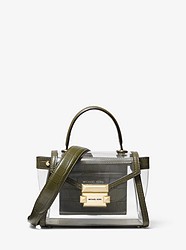 Whitney Mini Clear and Leather Satchel - OLIVE - 30S9GWHM1P