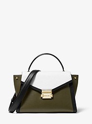 Whitney Medium Tri-Color Leather Satchel - OLIVE COMBO - 30S9GWHS2T
