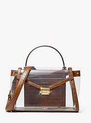 Whitney Large Clear and Leather Satchel - CHESTNUT MEL - 30S9GWHS3P