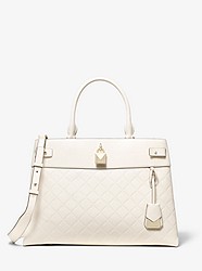 Gramercy Large Chain-Embossed Leather Satchel - LT CREAM - 30S9LG7S3Y