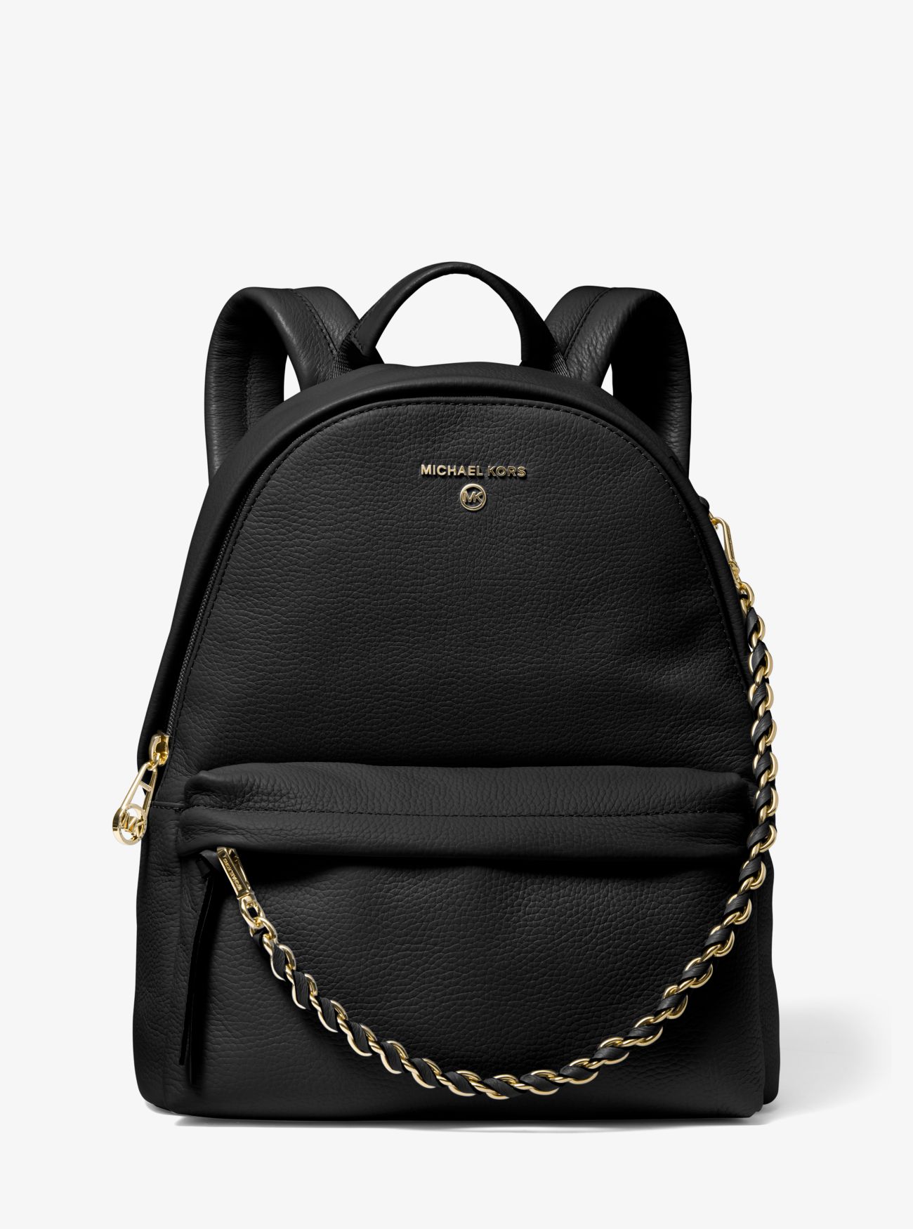 MK Slater Medium Pebbled Leather Backpack - Black - Michael Kors