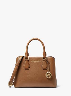 MK Camille Small Pebbled Leather Satchel - Luggage Brown - Michael Kors