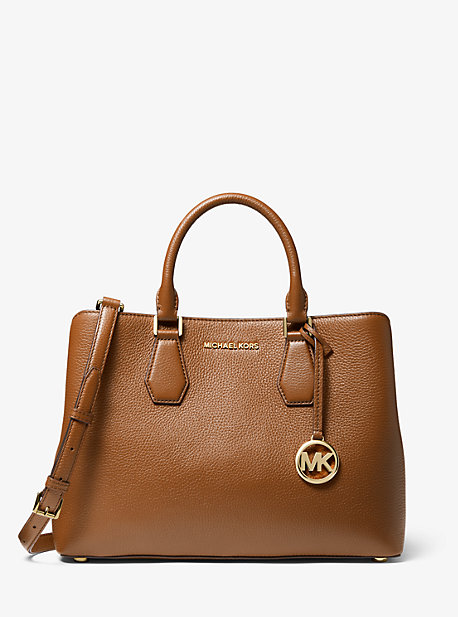 MK Camille Large Pebbled Leather Satchel - Luggage Brown - Michael Kors product