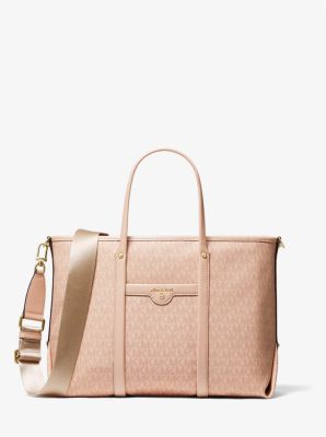 Image of Beck Medium Logo Leather Tote Bag