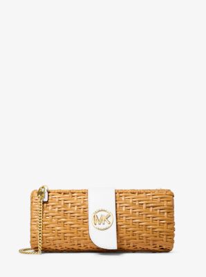 Pochette Malibu convertible de taille moyenne en rotin - BLANC OPTIQUE(BLANC) - Michael Kors
