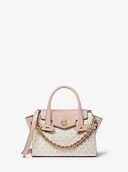 Carmen Extra-Small Logo and Leather Belted Satchel - VANILLA/SOFT PINK - 30T0GNMM0B