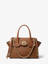 Carmen Small Studded Saffiano Leather Belted Satchel - LUGGAGE - 30T0GNMS1L