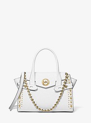 Carmen Small Studded Saffiano Leather Belted Satchel - OPTIC WHITE - 30T0GNMS1L