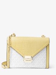 Whitney Large Logo and Embossed Leather Convertible Shoulder Bag - BUTTERCUP - 30T0GWHL7B