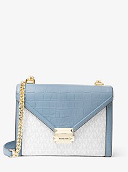 Whitney Large Logo and Embossed Leather Convertible Shoulder Bag - PALE BLUE - 30T0GWHL7B