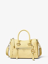 Carine Small Studded Pebbled Leather Satchel - BUTTERCUP - 30T0LCCS0L