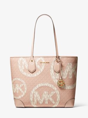 Michael Kors Blush Pink Graphic Signature Logo Coated Canvas Large