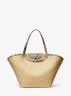 Michael Kors Izzy Extra large Straw Tote Bag In Natural ModeSens