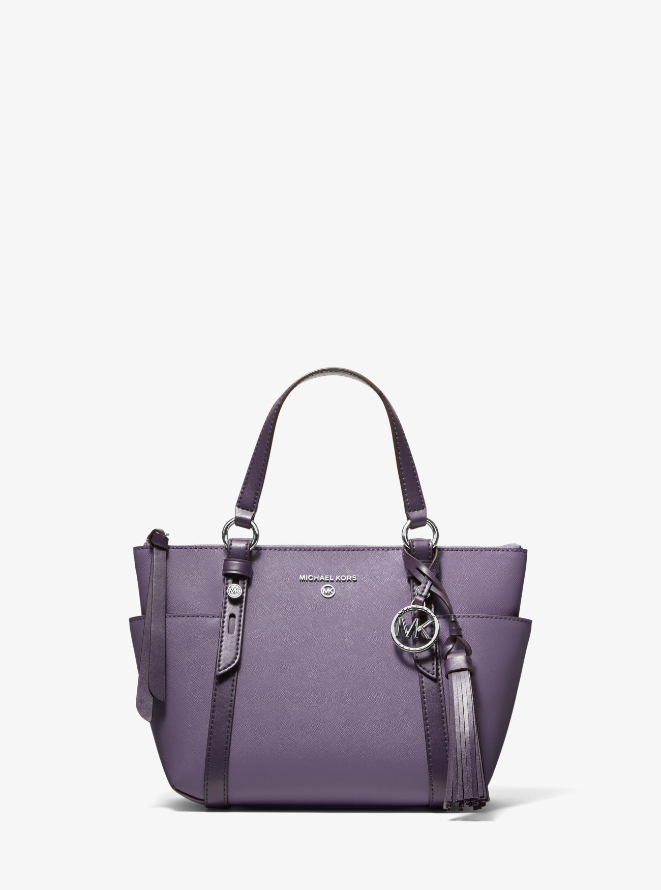 MK Sullivan Small TwoTone Saffiano Leather TopZip Tote Bag Orchd Hz