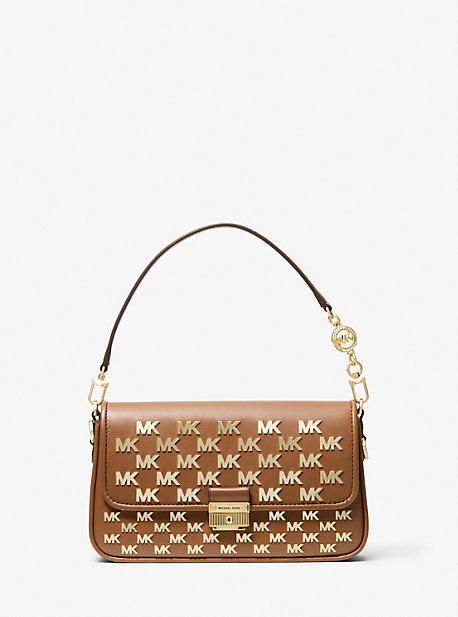 MK Bradshaw Small Embellished Faux Leather Convertible Shoulder Bag - Luggage Brown - Michael Kors