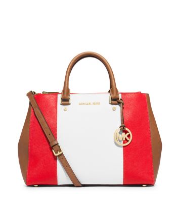 Sutton Large Color-Block Leather Satchel by Michael Kors