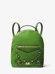 Jessa Small Floral Embellished Pebbled Leather Convertible Backpack - TRUE GREEN - 30T8GEVB5Y