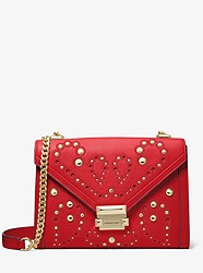 Whitney Large Embellished Leather Convertible Shoulder Bag - BRIGHT RED - 30T8GXIL3U