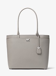 Maddie Large Crossgrain Leather Tote - PEARL GREY - 30T8SN2T3L