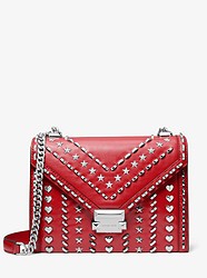 Whitney Large Studded Leather Convertible Shoulder Bag - BRIGHT RED - 30T8SXIL7T