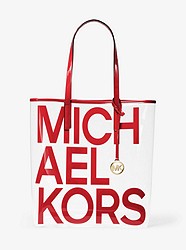 The Michael Large Graphic Logo Print PVC Tote Bag - BRIGHT RED - 30T9G01T3P