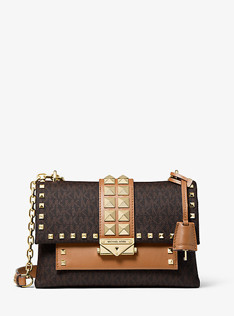Sac porté épaule Cece de taille moyenne en cuir à logo et clous - MARRON - Michael Kors