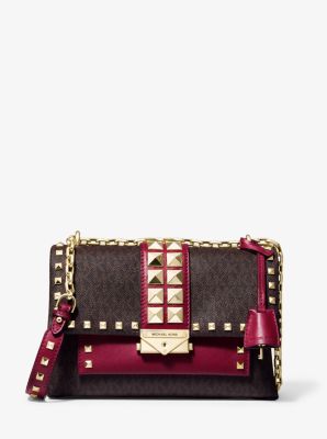Sac porté épaule Cece de taille moyenne en cuir à logo et clous - BERRY - Michael Kors