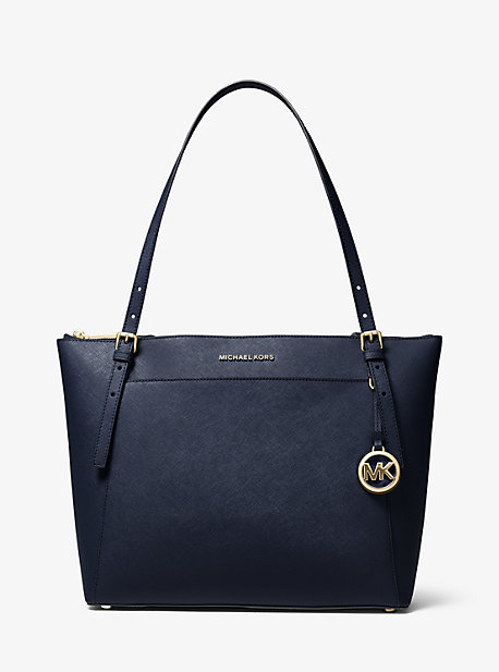 Grand cabas Voyager en cuir saffiano avec glissière sur le dessus - BLEU MARINE(BLEU) - Michael Kors