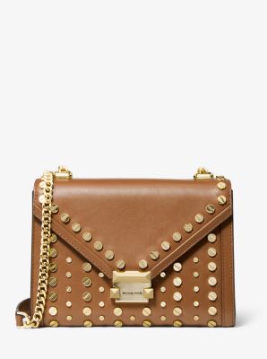 whitney large studded leather shoulder bag