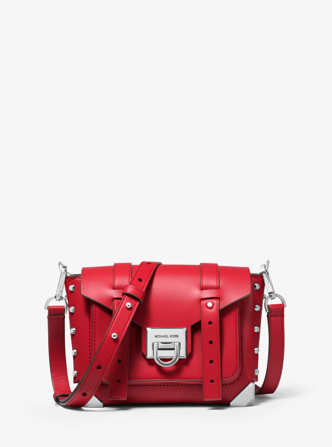 MK Manhattan Small Leather Crossbody Bag - Bright Red - Michael Kors