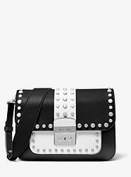 Sloan Editor Studded Two-Tone Leather Shoulder Bag - BLACK/WHITE - 30T9SS9L9T