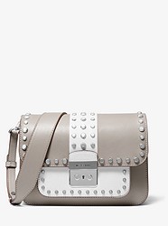 Sloan Editor Studded Two-Tone Leather Shoulder Bag - GREY/WHITE - 30T9SS9L9T