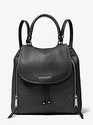 Viv Large Logo and Leather Backpack - BLACK - 30T9SVBB7B