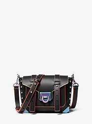 Manhattan Small Contrast-Trim Leather Crossbody Bag - BLACK - 30T9TNCM1L