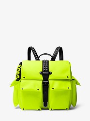 Olivia Medium Studded Neon Satin Backpack - ACID YELLOW - 30T9UOVB7C