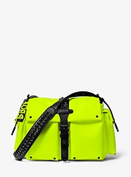 Olivia Large Studded Neon Satin Messenger Bag - ACID YELLOW - 30T9UOVM3C
