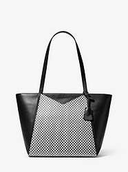 Whitney Large Checkerboard Logo Leather Tote Bag - BLACK/WHITE - 30T9UWHT3R