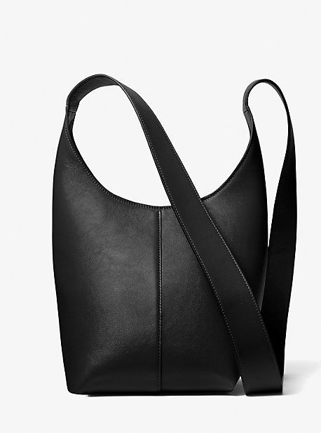 Michael Kors Dede Mini Leather Hobo Bag In Black