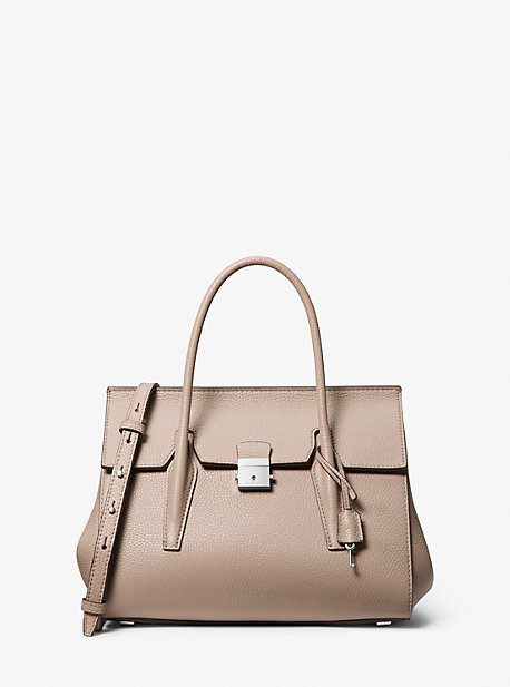 Michael Kors Campbell Medium Pebbled Leather Satchel In Natural