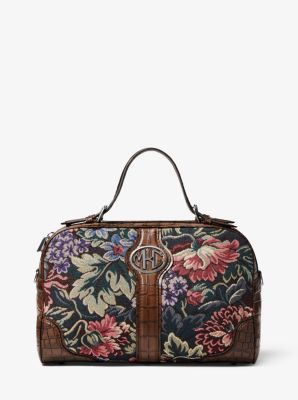 Sac marin Monogramme en cuir à relief et tapisserie florale - VALISE(MARRON) - Michael Kors