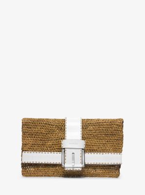Janey Large Raffia Clutch by Michael Kors