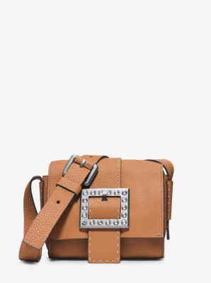 Janey Small Pavé-Embellished Leather Crossbody by Michael Kors
