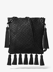 Hutton Woven Leather Tassel Crossbody  - BLACK - 31H8PHTM5L