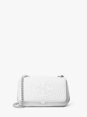 Monogramme Quilted Leather Shoulder Bag - BLANC OPTIQUE(BLANC) - Michael Kors