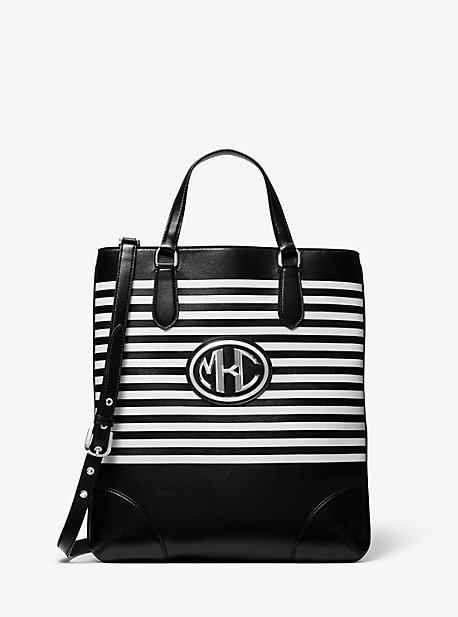 Striped Calf Leather Monogramme Tote Bag