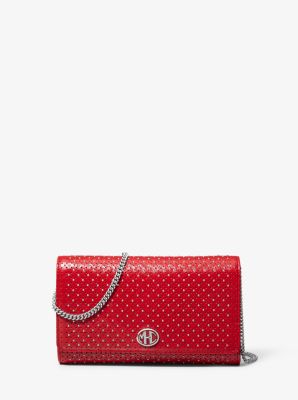 Portefeuille à chaîne Monogramme en cuir clouté - CRAMOISI(ROUGE) - Michael Kors