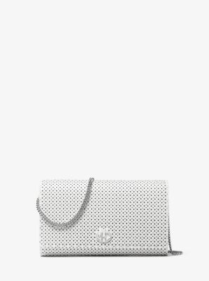 Portefeuille à chaîne Monogramme en cuir clouté - BLANC OPTIQUE(BLANC) - Michael Kors